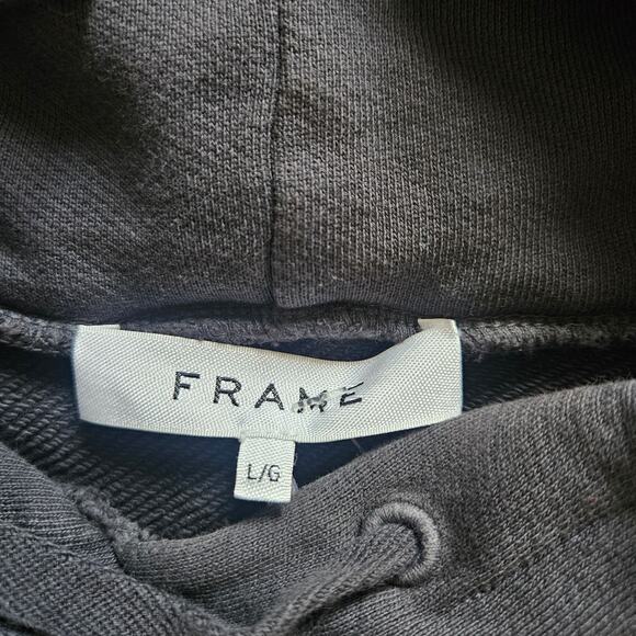 FRAME Crop Easy Hoodie in Faded Noir Large - Picture 4 of 8